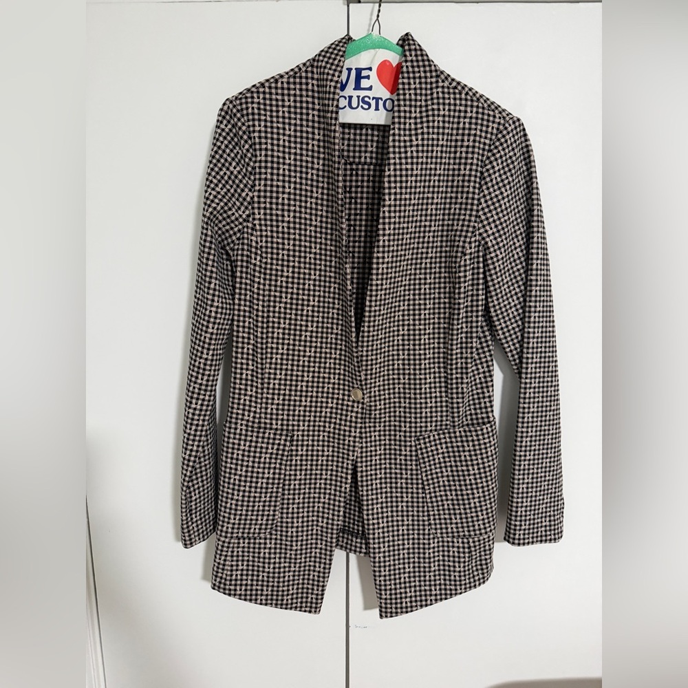 Tommy Hilfiger Black and White Checkered Blazer